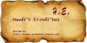 Havér Erzsébet névjegykártya